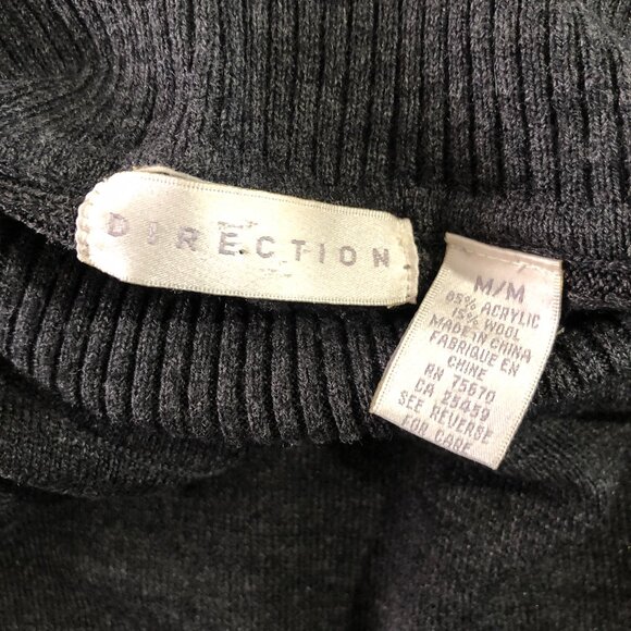 Direction Sweater Mens Size M Dark Gray Lightweight Knit Turtleneck Pullover - Picture 4 of 6